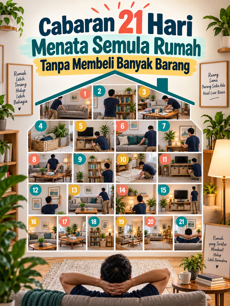 Cabaran 21 Hari Menata Semula Rumah Tanpa Membeli Banyak Barang