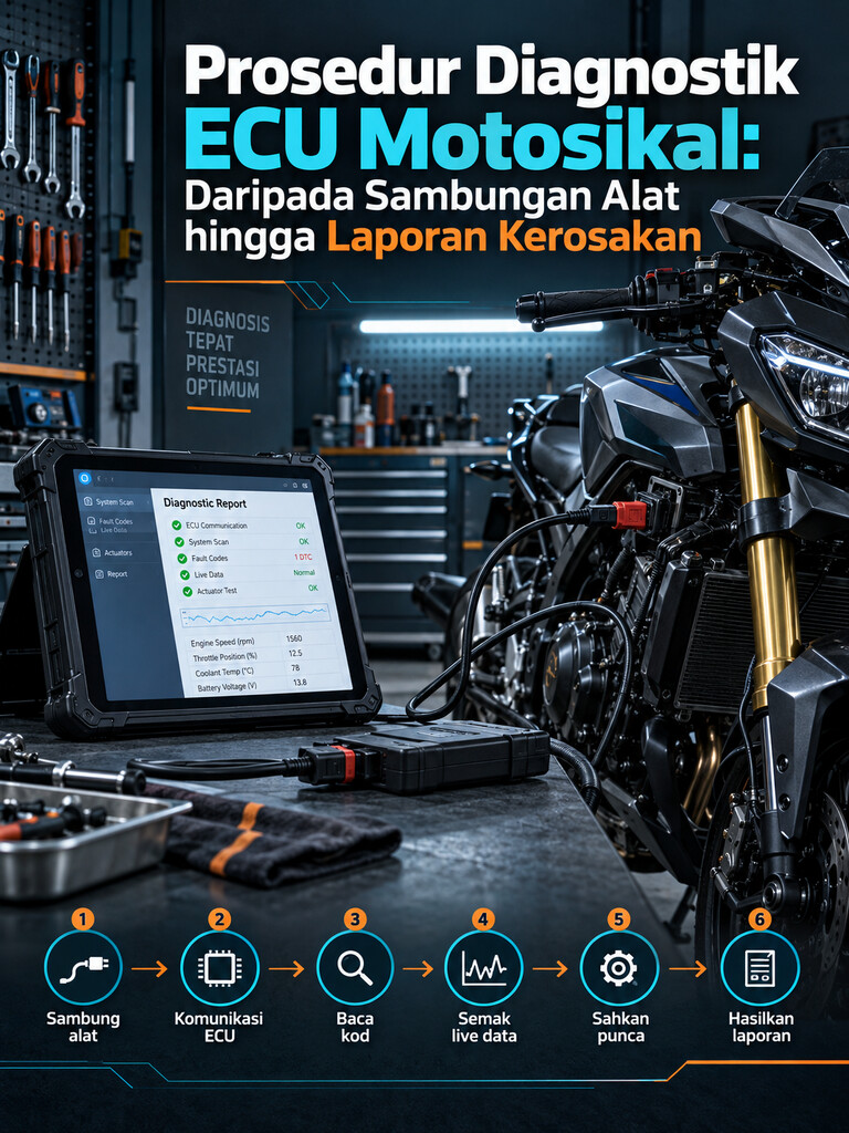 Prosedur Diagnostik ECU Motosikal: Daripada Sambungan Alat hingga Laporan Kerosakan
