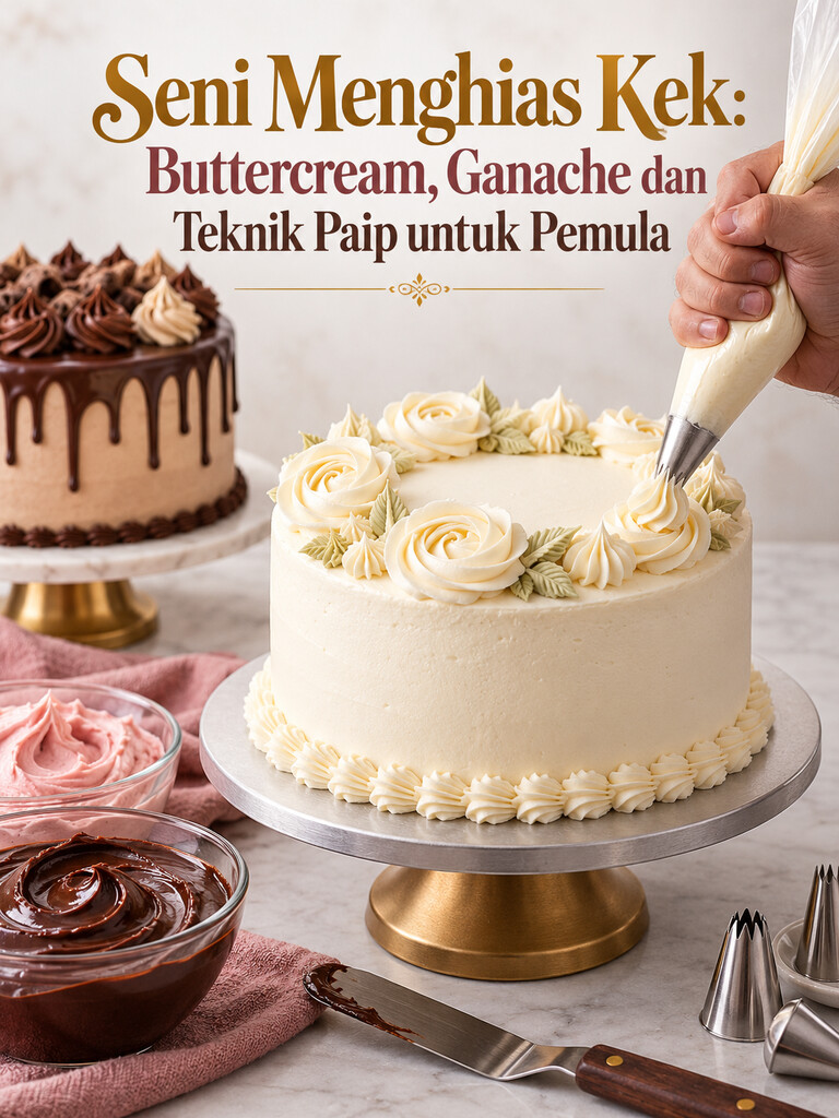 Seni Menghias Kek: Buttercream, Ganache dan Teknik Paip untuk Pemula