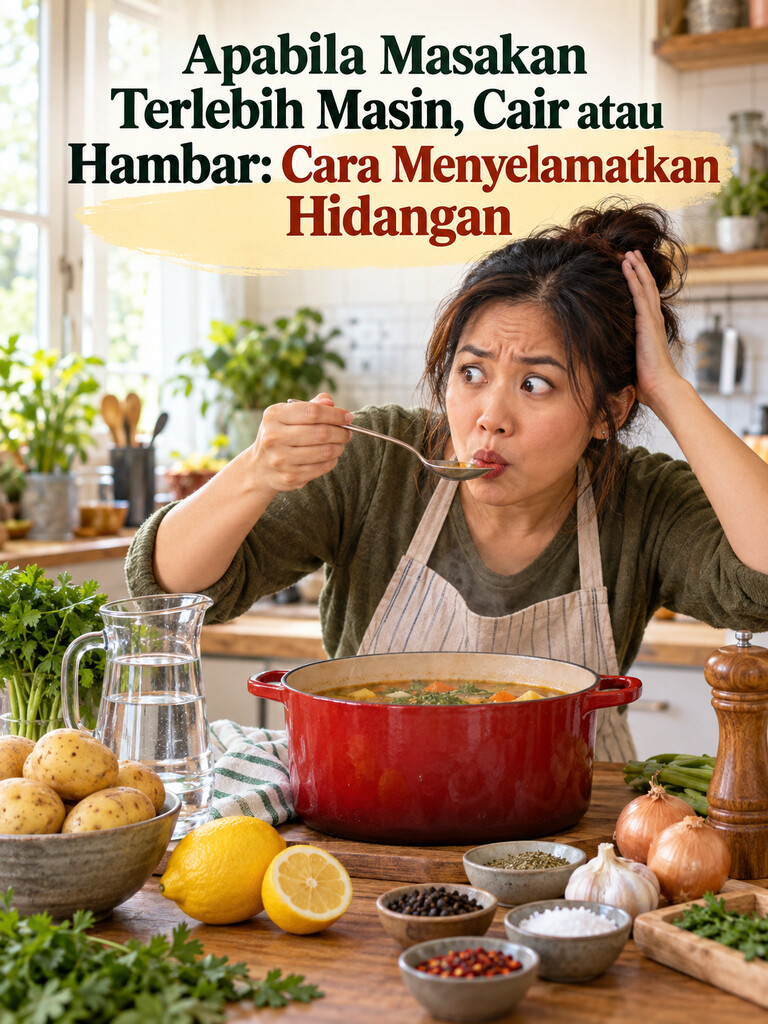 Apabila Masakan Terlebih Masin, Cair atau Hambar: Cara Menyelamatkan Hidangan
