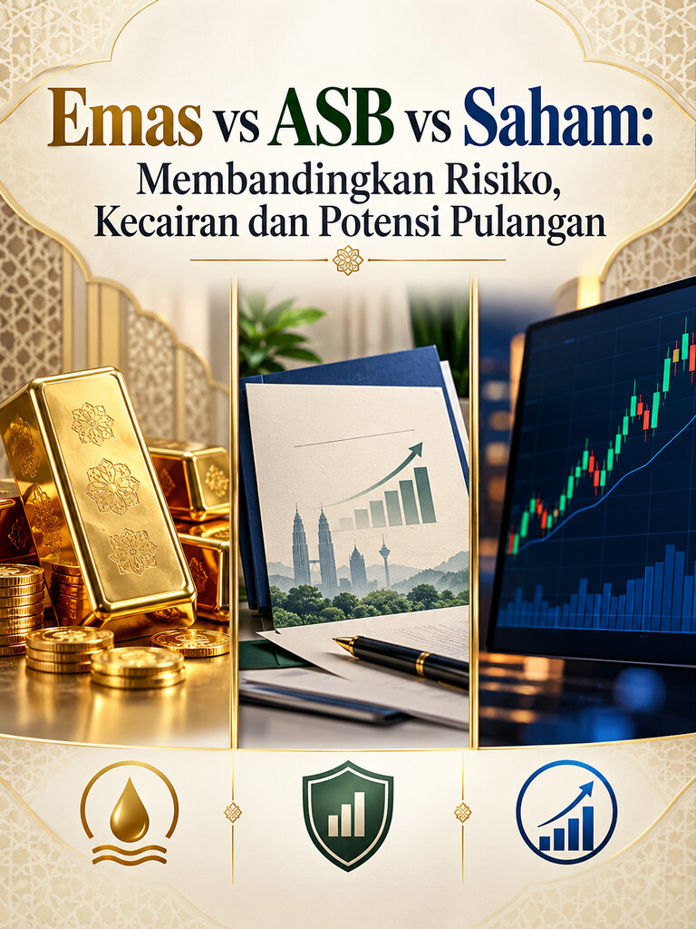 Emas vs ASB vs Saham: Membandingkan Risiko, Kecairan dan Potensi Pulangan