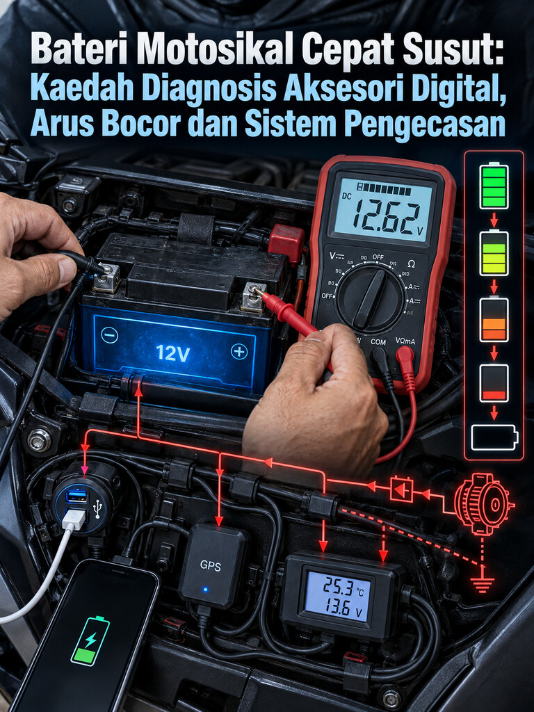 Bateri Motosikal Cepat Susut: Kaedah Diagnosis Aksesori Digital, Arus Bocor dan Sistem Pengecasan