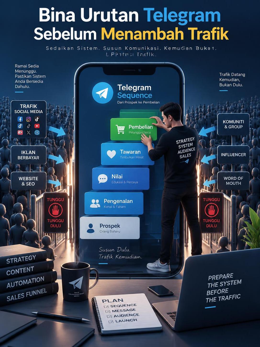 Bina Urutan Telegram Sebelum Menambah Trafik