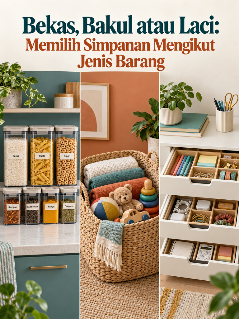 Bekas, Bakul atau Laci: Memilih Simpanan Mengikut Jenis Barang
