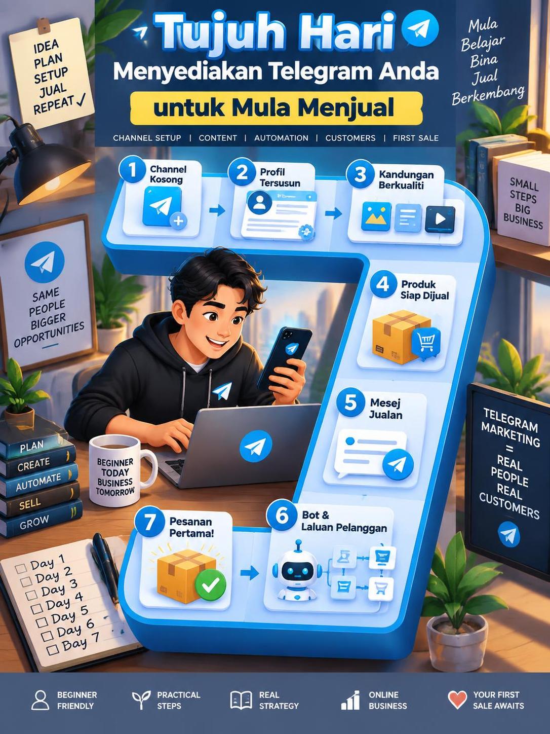 Tujuh Hari Menyediakan Telegram Anda untuk Mula Menjual