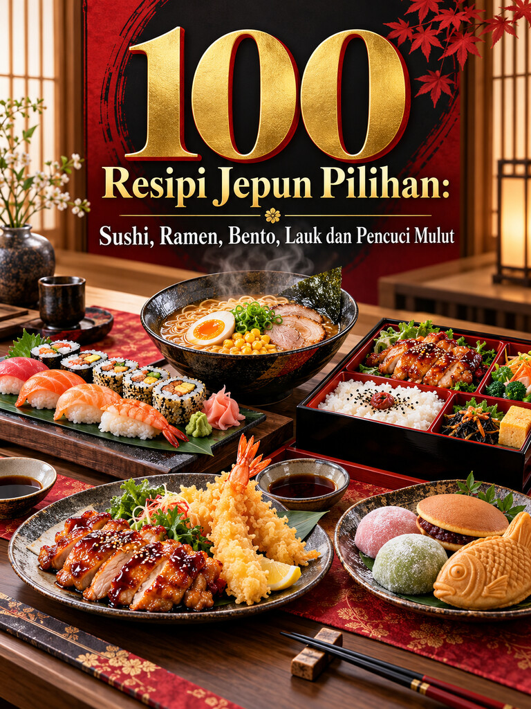 100 Resipi Jepun Pilihan: Sushi, Ramen, Bento, Lauk dan Pencuci Mulut