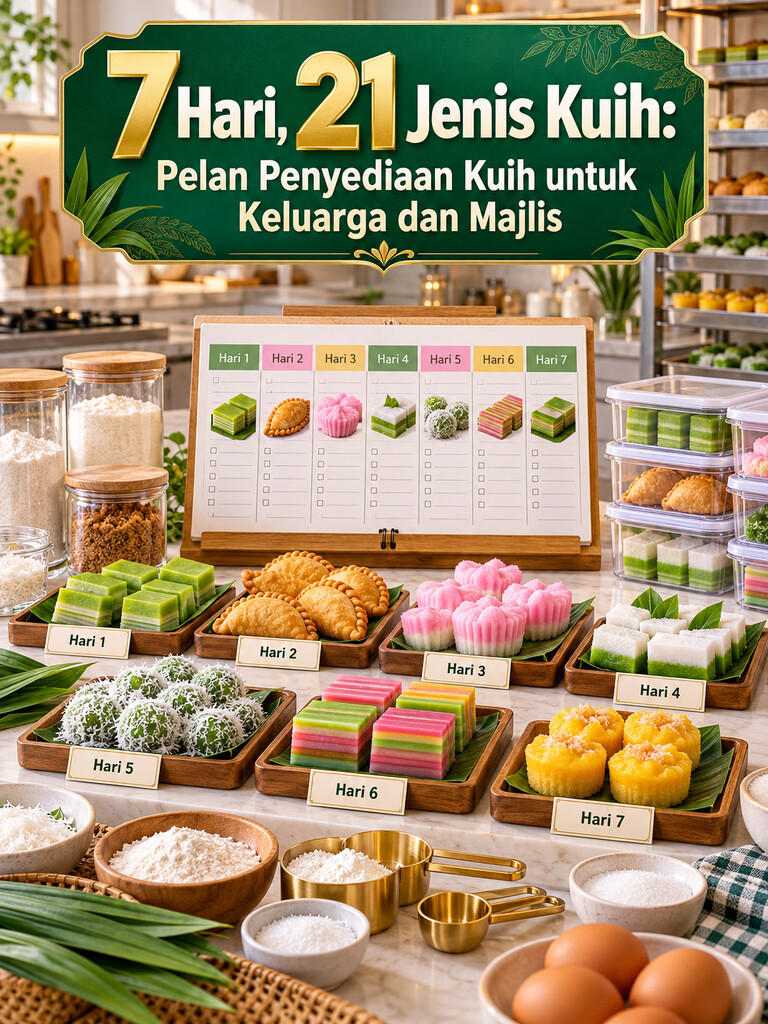 7 Hari, 21 Jenis Kuih: Pelan Penyediaan Kuih untuk Keluarga dan Majlis