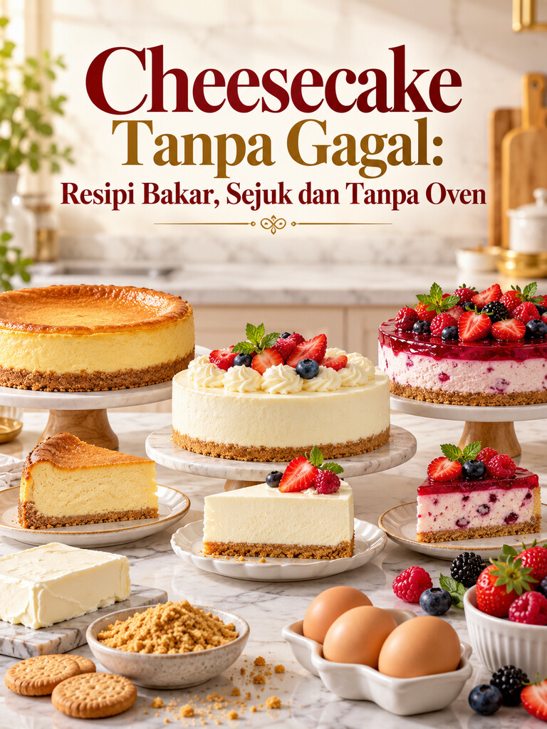 Cheesecake Tanpa Gagal: Resipi Bakar, Sejuk dan Tanpa Oven