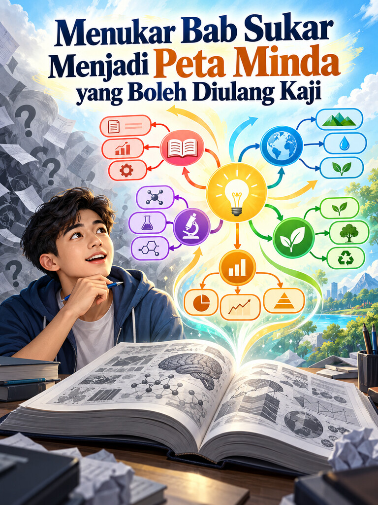 Menukar Bab Sukar Menjadi Peta Minda yang Boleh Diulang Kaji
