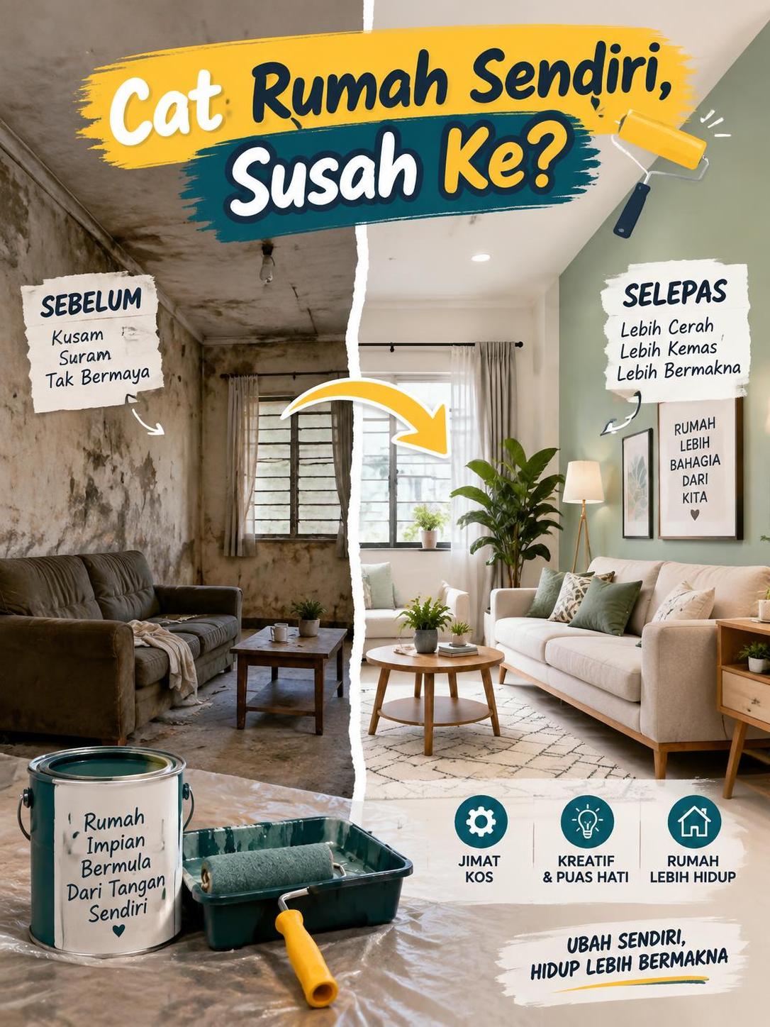 Cat Rumah Sendiri, Susah Ke?