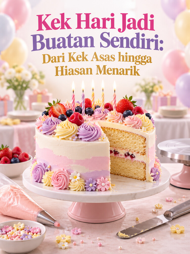 Kek Hari Jadi Buatan Sendiri: Dari Kek Asas hingga Hiasan Menarik