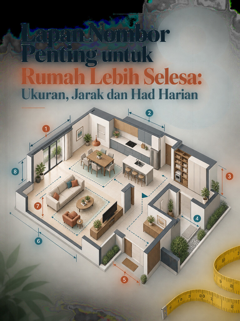 Lapan Nombor Penting untuk Rumah Lebih Selesa: Ukuran, Jarak dan Had Harian