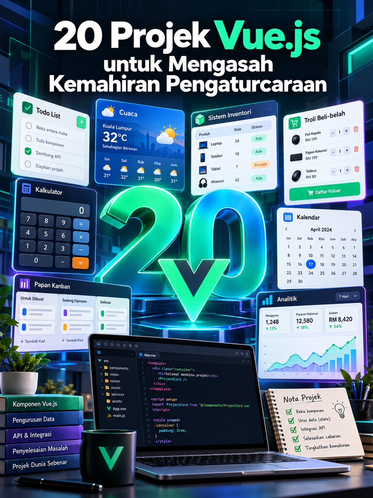 20 Projek Vue.js untuk Mengasah Kemahiran Pengaturcaraan