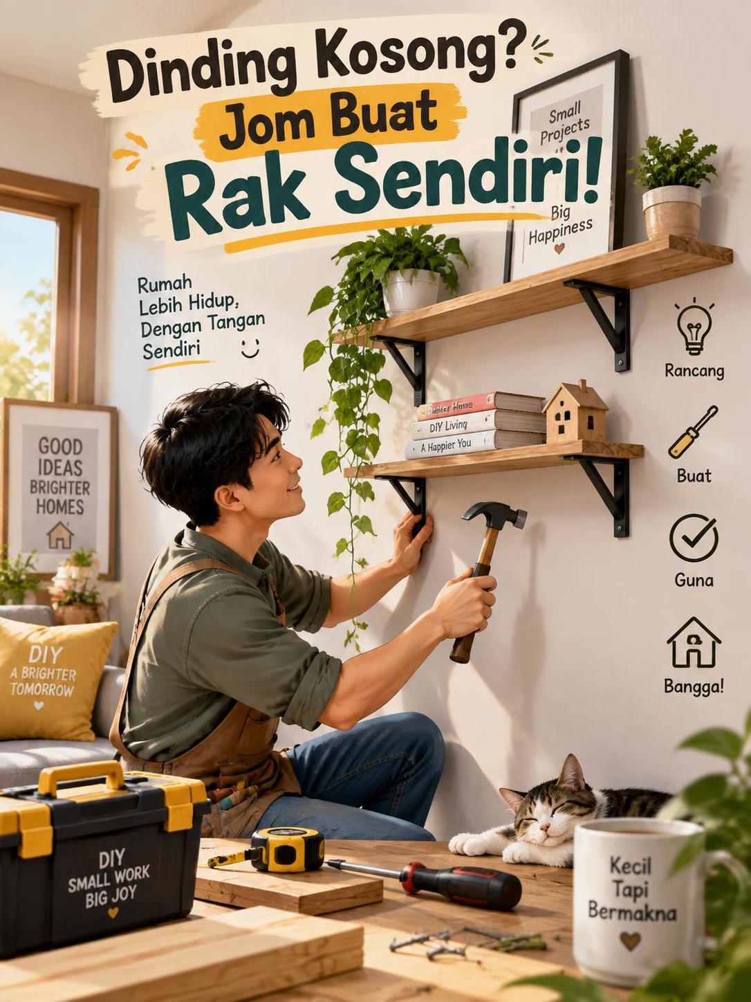 Dinding Kosong? Jom Buat Rak Sendiri