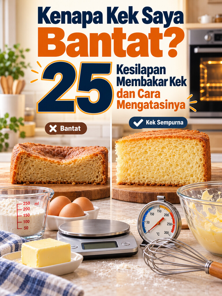 Kenapa Kek Saya Bantat? 25 Kesilapan Membakar Kek dan Cara Mengatasinya