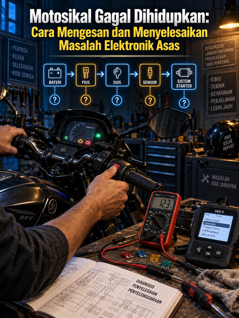 Motosikal Gagal Dihidupkan: Cara Mengesan dan Menyelesaikan Masalah Elektronik Asas