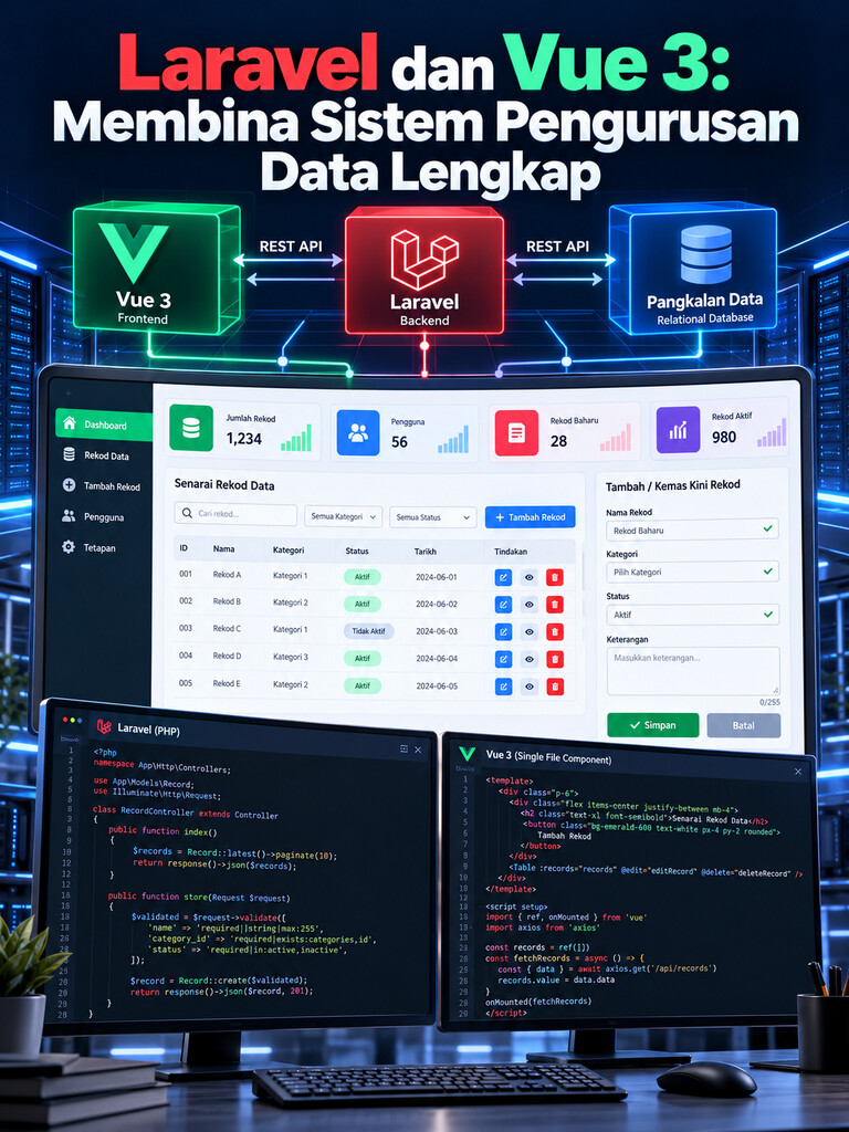 Laravel dan Vue 3: Membina Sistem Pengurusan Data Lengkap