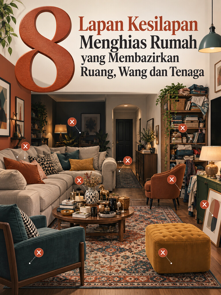 Lapan Kesilapan Menghias Rumah yang Membazirkan Ruang, Wang dan Tenaga