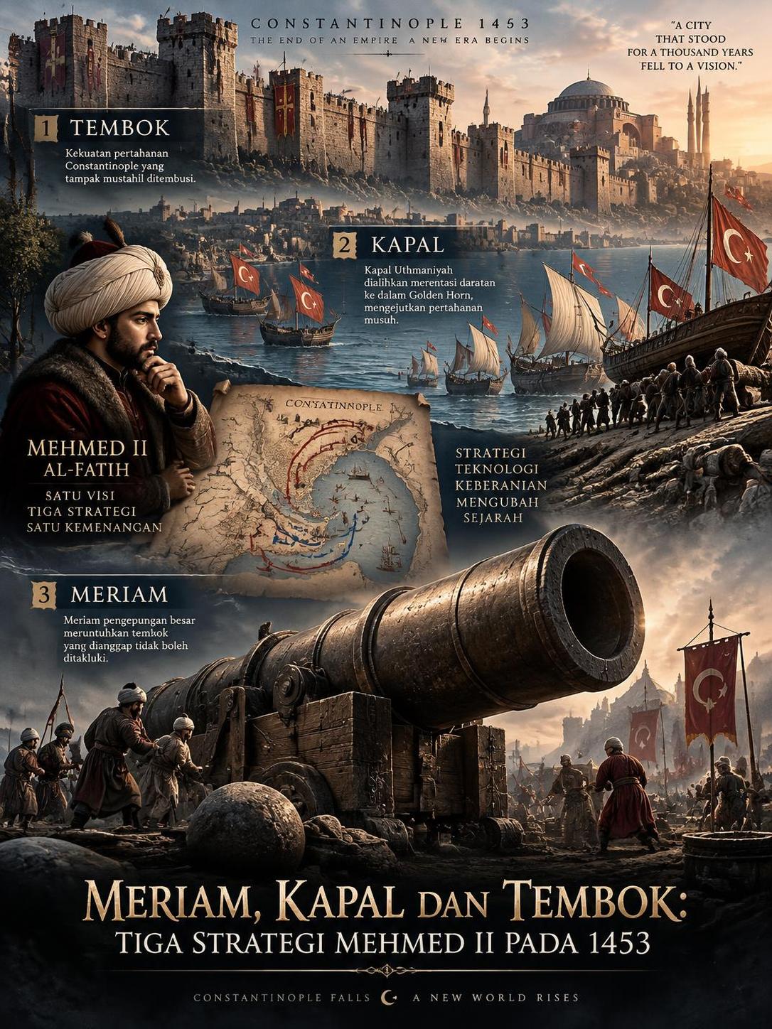 Meriam, Kapal dan Tembok: Tiga Strategi Mehmed II pada 1453