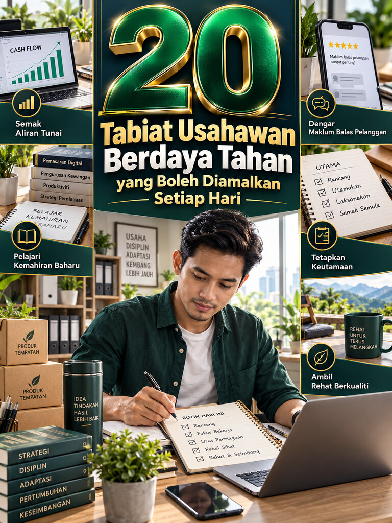 20 Tabiat Usahawan Berdaya Tahan yang Boleh Diamalkan Setiap Hari