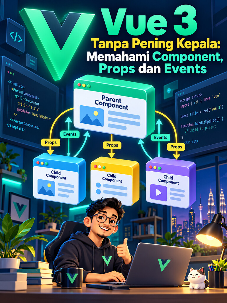 Vue 3 Tanpa Pening Kepala: Memahami Component, Props dan Events