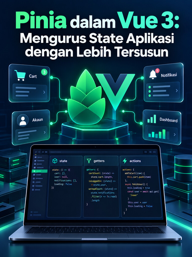 Pinia dalam Vue 3: Mengurus State Aplikasi dengan Lebih Tersusun