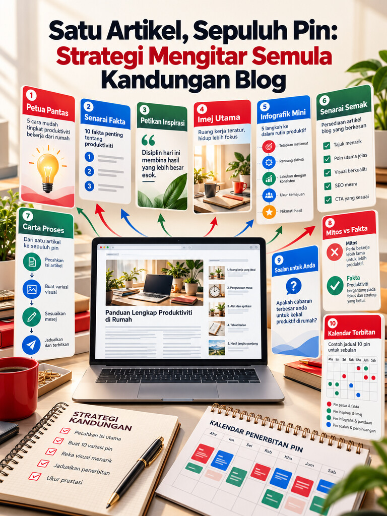Satu Artikel, Sepuluh Pin: Strategi Mengitar Semula Kandungan Blog