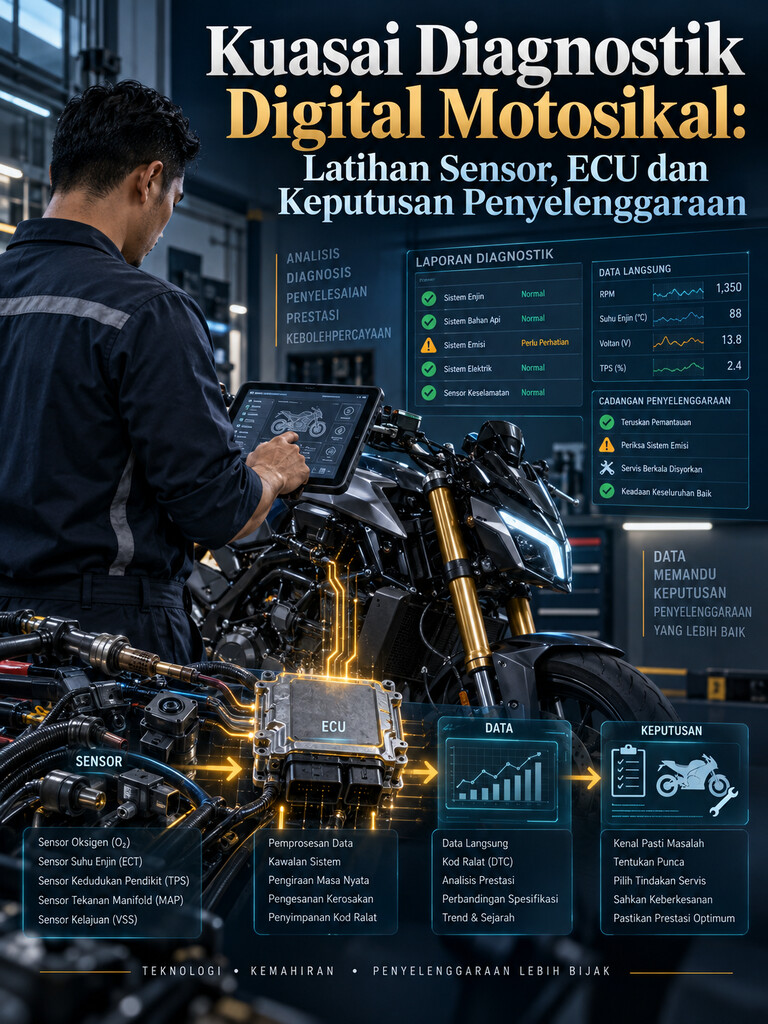 Kuasai Diagnostik Digital Motosikal: Latihan Sensor, ECU dan Keputusan Penyelenggaraan