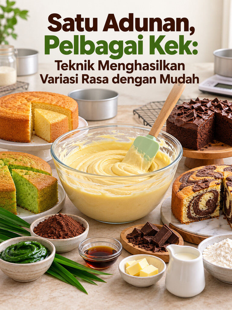 Satu Adunan, Pelbagai Kek: Teknik Menghasilkan Variasi Rasa dengan Mudah
