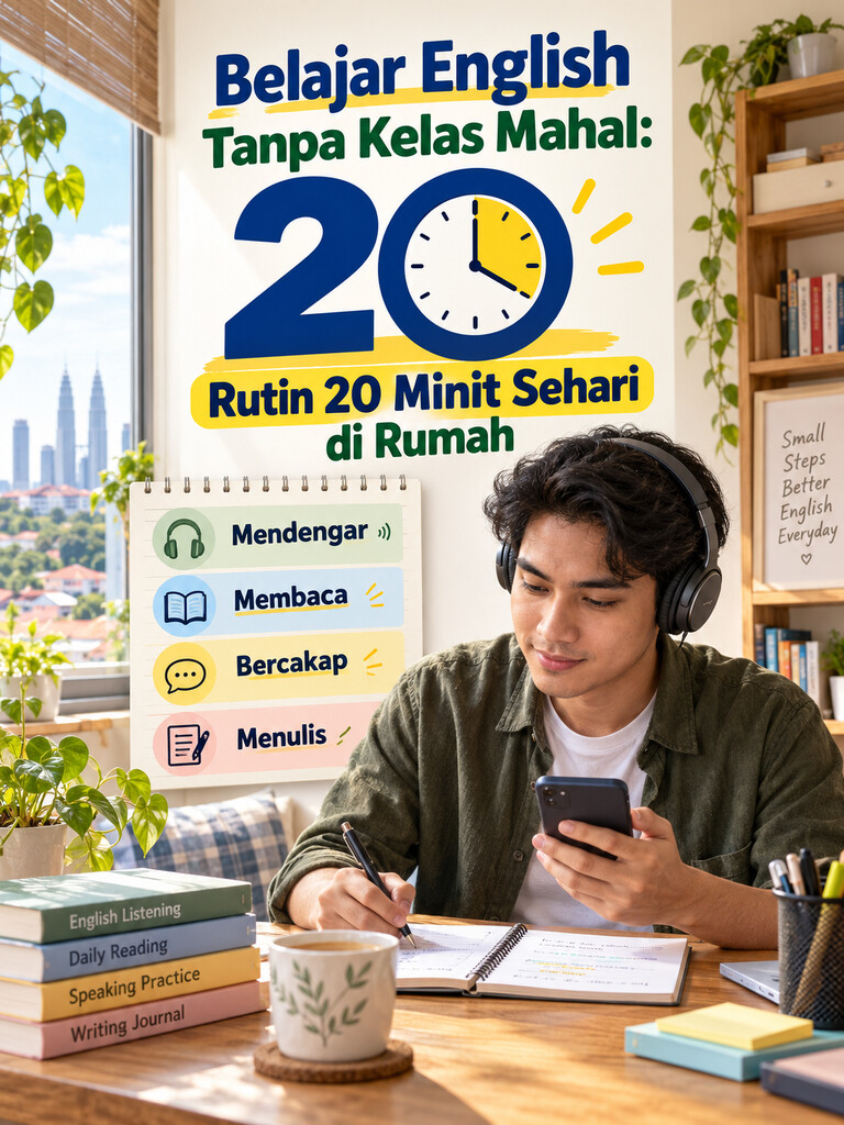 Belajar English Tanpa Kelas Mahal: Rutin 20 Minit Sehari di Rumah