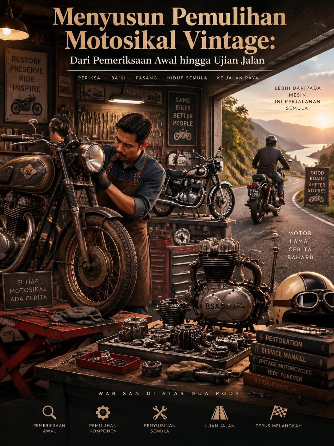 Menyusun Pemulihan Motosikal Vintage: Dari Pemeriksaan Awal hingga Ujian Jalan