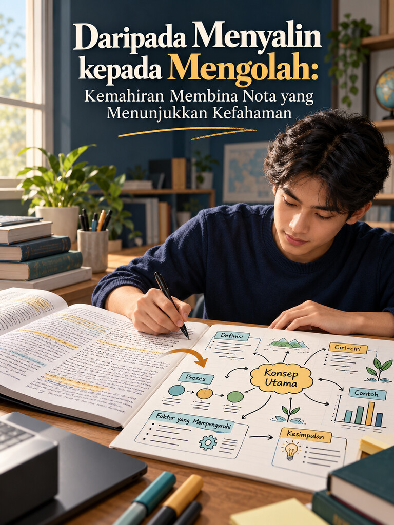 Daripada Menyalin kepada Mengolah: Kemahiran Membina Nota yang Menunjukkan Kefahaman