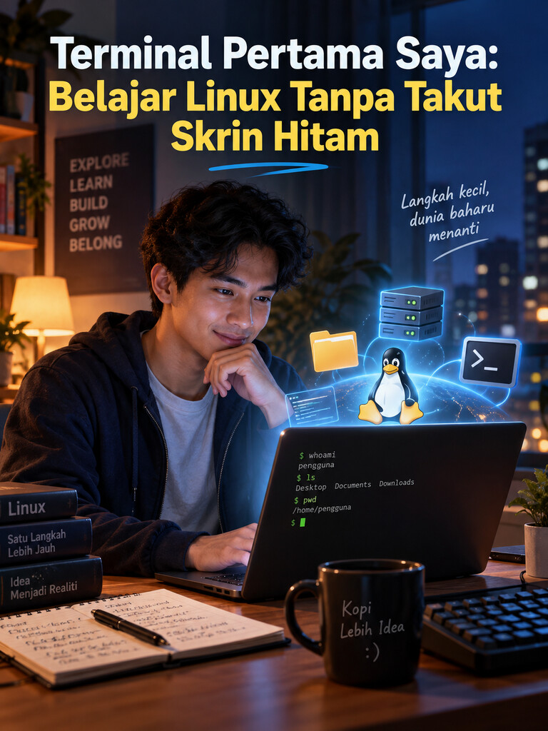 Terminal Pertama Saya: Belajar Linux Tanpa Takut Skrin Hitam