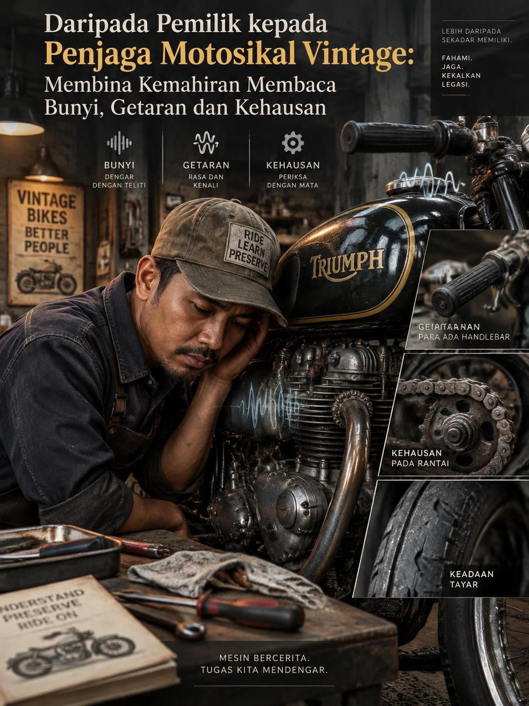 Daripada Pemilik kepada Penjaga Motosikal Vintage: Membina Kemahiran Membaca Bunyi, Getaran dan Kehausan