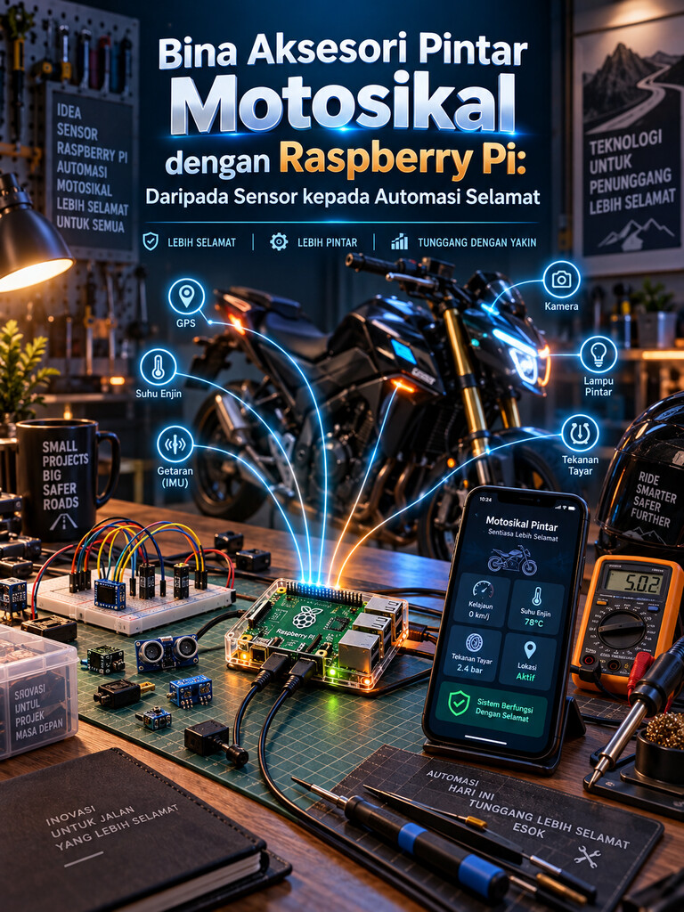 Bina Aksesori Pintar Motosikal dengan Raspberry Pi: Daripada Sensor kepada Automasi Selamat