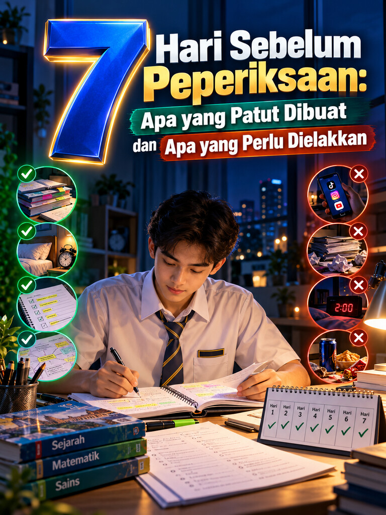7 Hari Sebelum Peperiksaan: Apa yang Patut Dibuat dan Apa yang Perlu Dielakkan