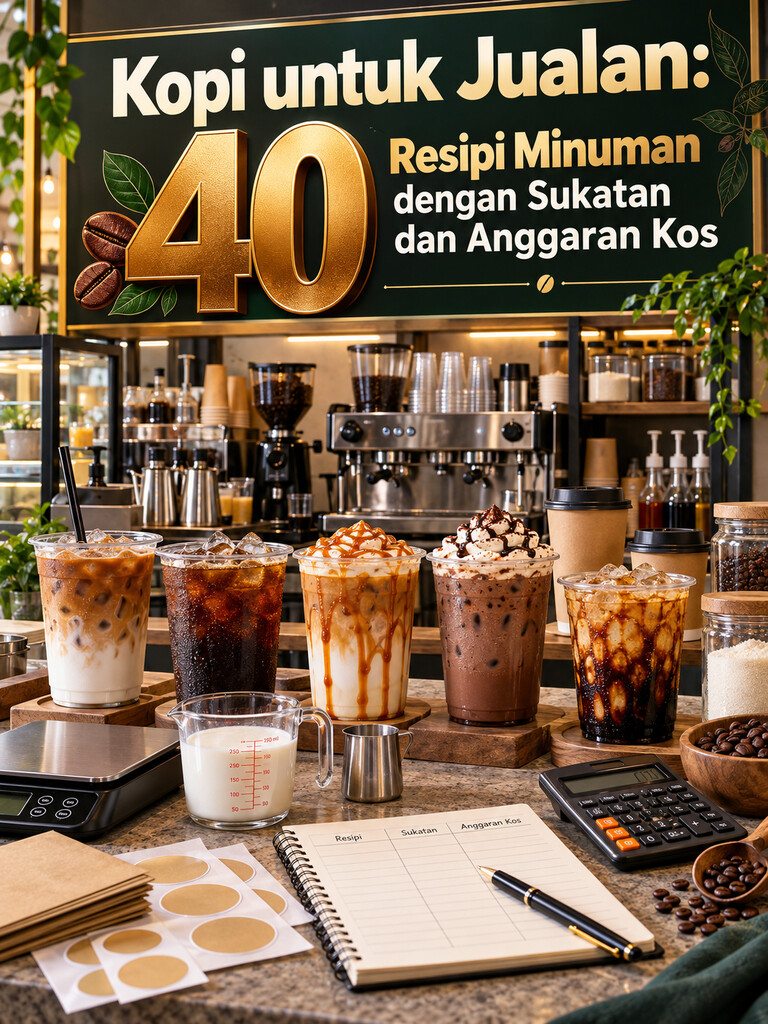 Kopi untuk Jualan: 40 Resipi Minuman dengan Sukatan dan Anggaran Kos