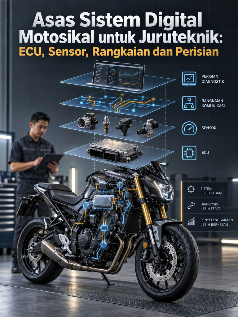 Asas Sistem Digital Motosikal untuk Juruteknik: ECU, Sensor, Rangkaian dan Perisian
