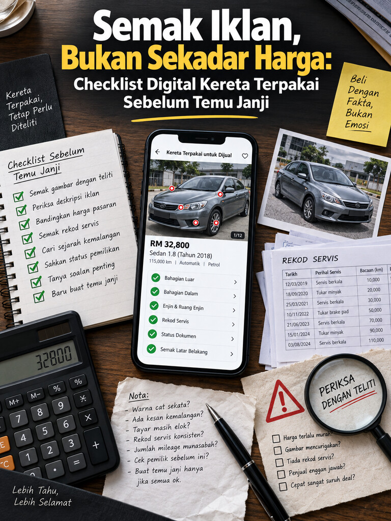 Semak Iklan, Bukan Sekadar Harga: Checklist Digital Kereta Terpakai Sebelum Temu Janji